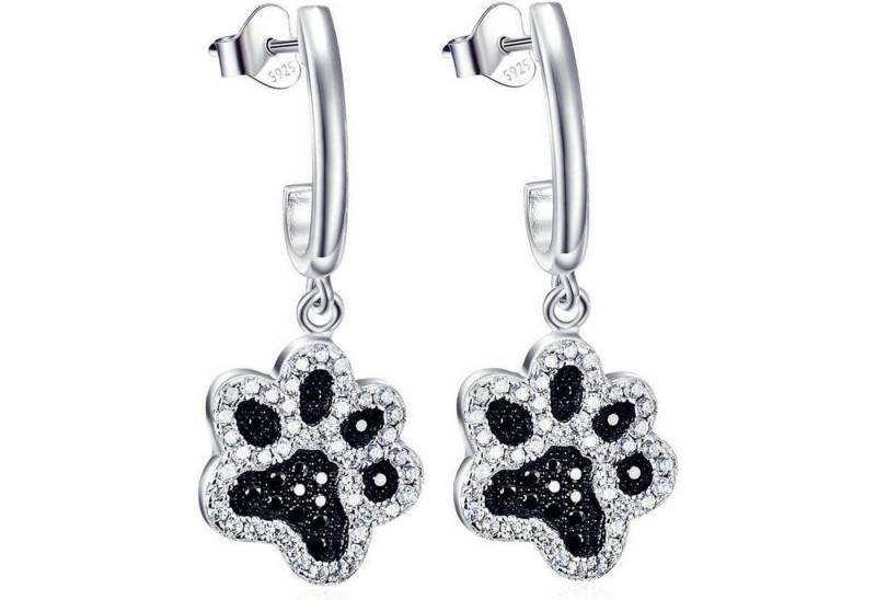 LuxusKollektion Ohrring und Ketten Set Ohrringe Damen 925er Sterlingsilber Tropfen Hypoallergen Pfotenabdruck von LuxusKollektion