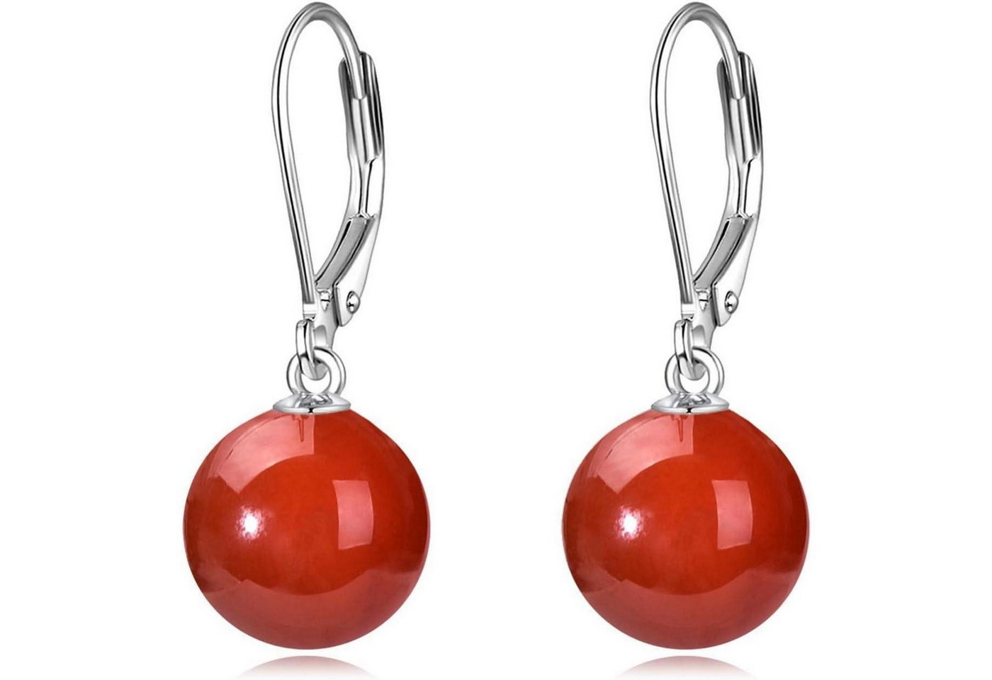 LuxusKollektion Ohrring und Ketten Set Ohrringe Perle Sterling Silber Hängend Damen Geschenk Rotes Achat von LuxusKollektion