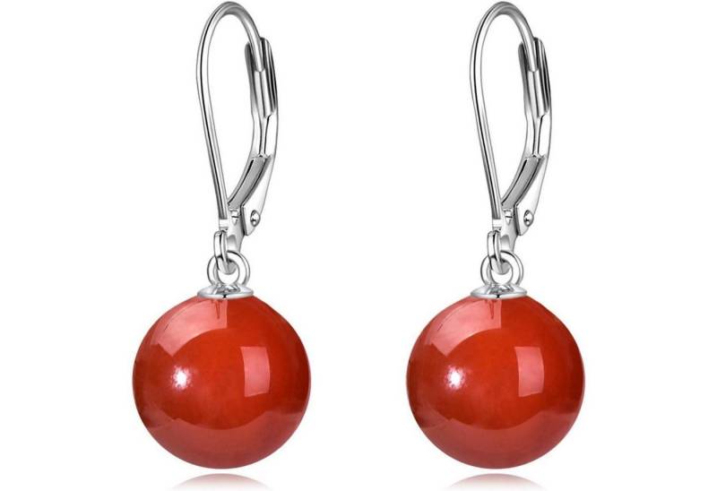 LuxusKollektion Ohrring und Ketten Set Ohrringe Perle Sterling Silber Hängend Damen Geschenk Rotes Achat von LuxusKollektion