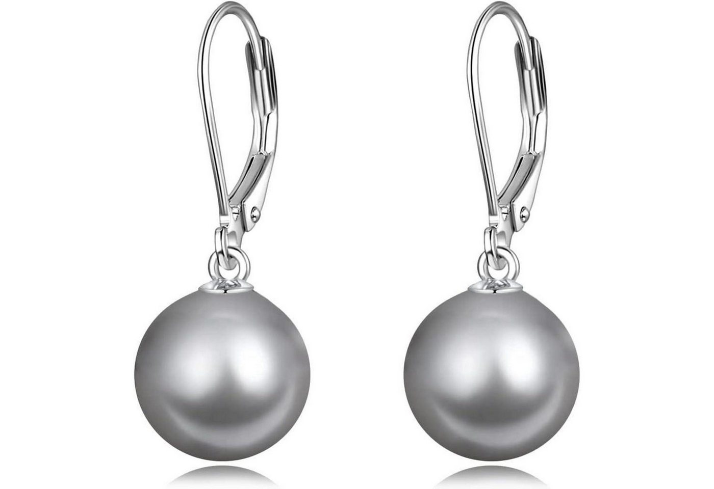 LuxusKollektion Ohrring und Ketten Set Ohrringe Perle Sterling Silber Hängend Damen Mädchen Graue Perle von LuxusKollektion
