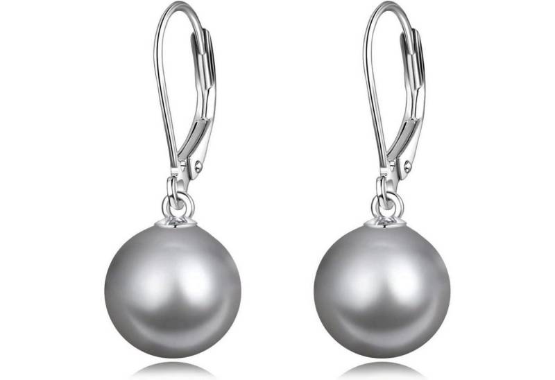 LuxusKollektion Ohrring und Ketten Set Ohrringe Perle Sterling Silber Hängend Damen Mädchen Graue Perle von LuxusKollektion