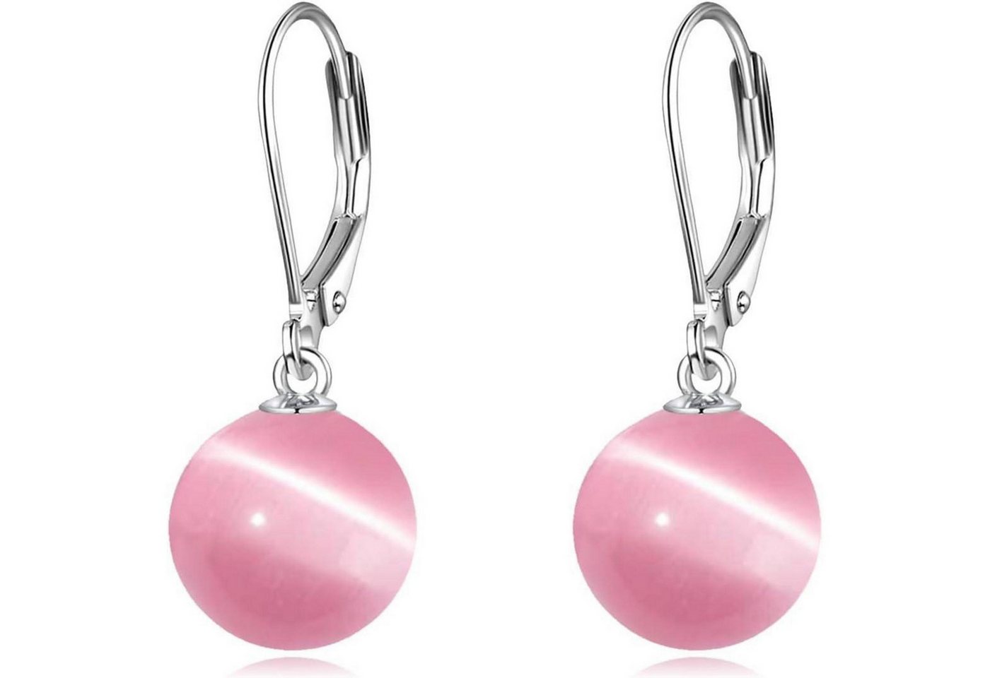 LuxusKollektion Ohrring und Ketten Set Ohrringe Perle Sterlingsilber Hängend Geschenke Damen Rosa Katzenauge von LuxusKollektion