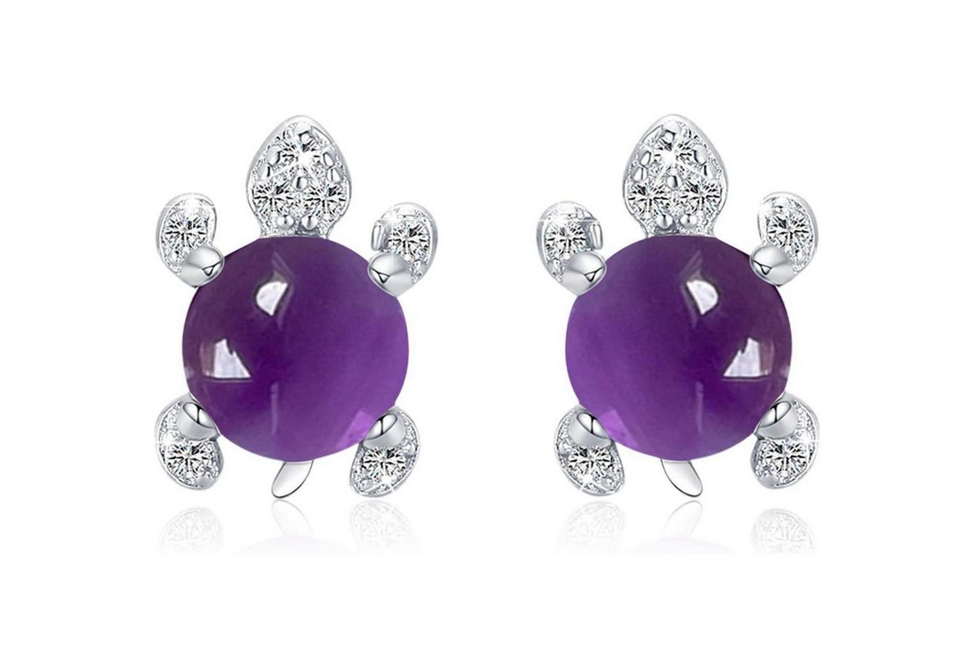 LuxusKollektion Ohrring und Ketten Set Ohrringe Schildkröte Ohrstecker 925 Silber hypoallergen Amethyst von LuxusKollektion