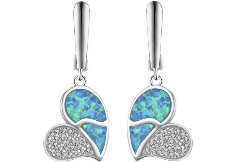 LuxusKollektion Ohrring und Ketten Set Ohrringe Silber 925 Blauer Opal Herz Damen Geschenke FE364 von LuxusKollektion