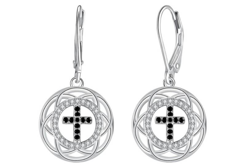 LuxusKollektion Ohrring und Ketten Set Ohrringe Silber 925 Hängend Geschenk Muttertag Valentinstag Kreuz von LuxusKollektion
