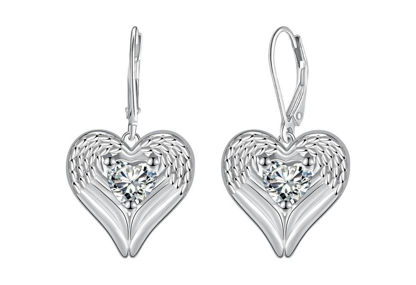 LuxusKollektion Ohrring und Ketten Set Ohrringe Silber 925 Hängend Lang Geschenk Valentinstag Engel Flügel von LuxusKollektion