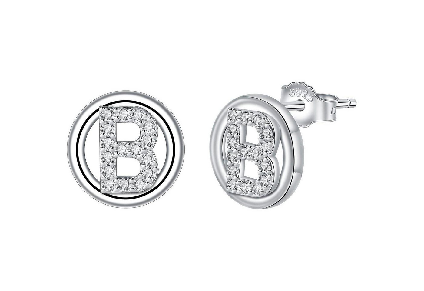 LuxusKollektion Ohrring und Ketten Set Ohrringe Silber 925 Initiale Buchstaben Damen Geschenk Silber-2 von LuxusKollektion
