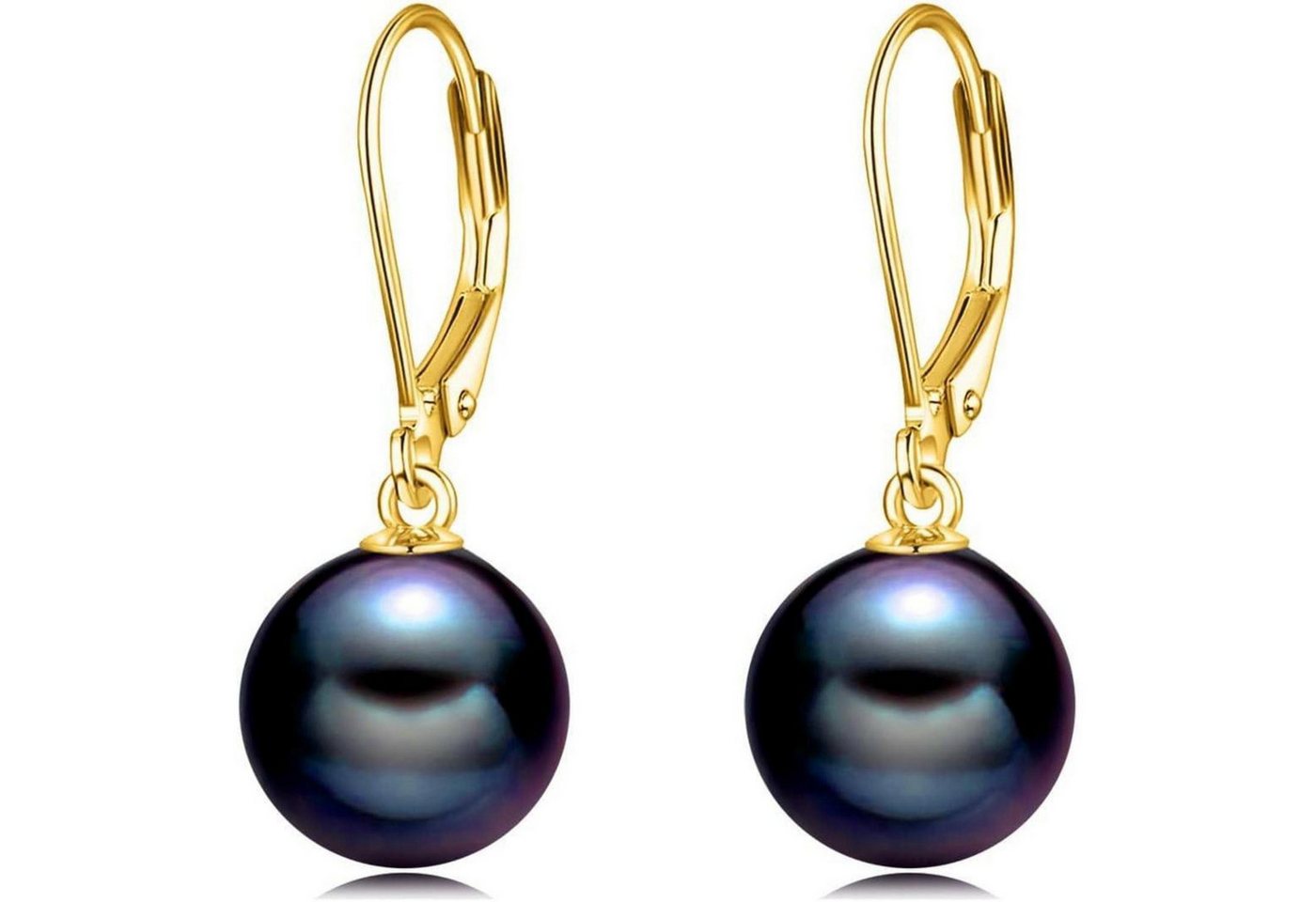 LuxusKollektion Ohrring und Ketten Set Ohrringe Sterling Silber Hängend Damen Mädchen Schwarze Perle Gold von LuxusKollektion