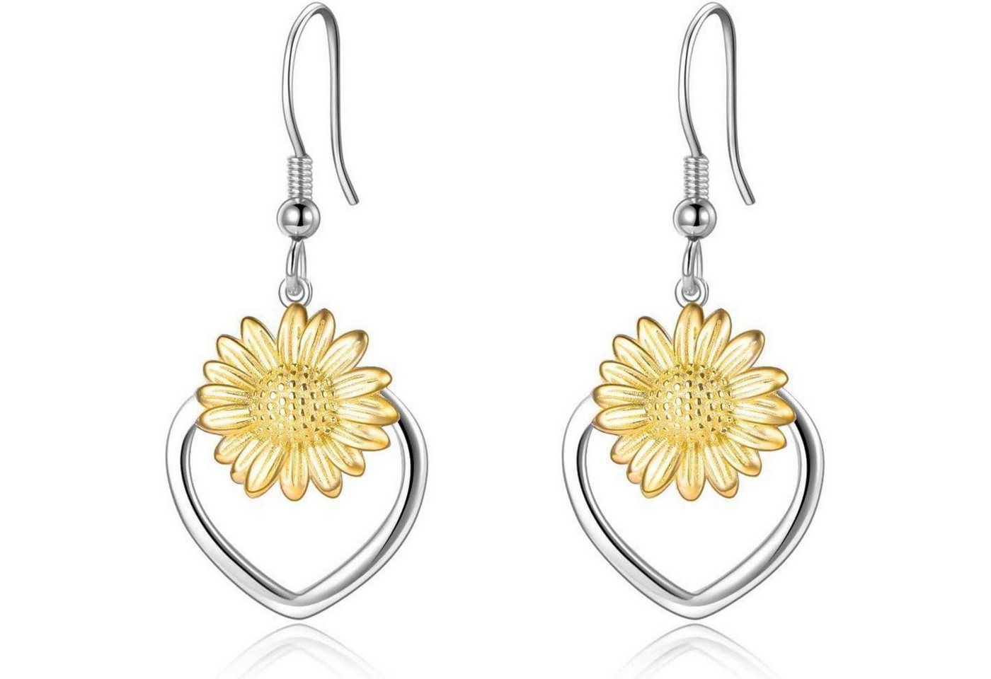 LuxusKollektion Ohrring und Ketten Set Ohrringe Tulip Daisy Sterling Silber Dangle Sonnenblume-02Gold von LuxusKollektion