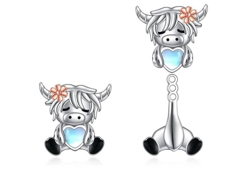 LuxusKollektion Ohrring und Ketten Set Ohrstecker 925 Sterling Silber Hase Frosch Kuh Damen Hochlandkuh von LuxusKollektion