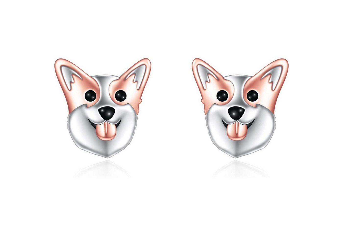 LuxusKollektion Ohrring und Ketten Set Ohrstecker Einhorn Faultier Katze 925 Silber Zirkonia Damen Corgi von LuxusKollektion