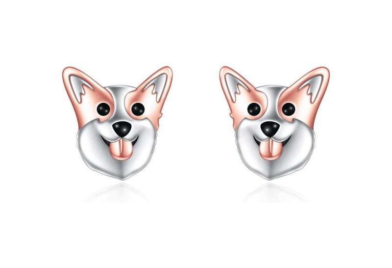 LuxusKollektion Ohrring und Ketten Set Ohrstecker Einhorn Faultier Katze 925 Silber Zirkonia Damen Corgi von LuxusKollektion