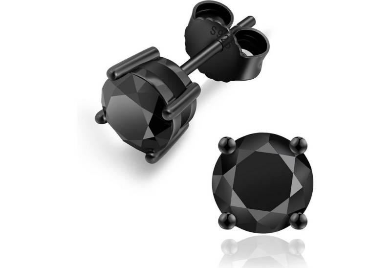 LuxusKollektion Ohrring und Ketten Set Ohrstecker Moissanit Silber 925 4 Prong 5,5 mm 1,2 ctw Schwarz von LuxusKollektion