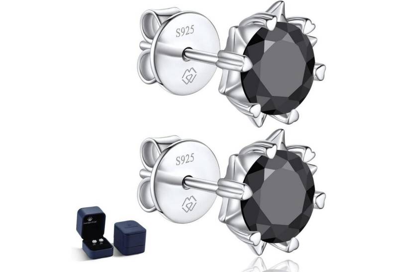 LuxusKollektion Ohrring und Ketten Set Ohrstecker Moissanite 1 Karat-(0.5ct*2)-5mm Schneeflocke-Schwarz von LuxusKollektion