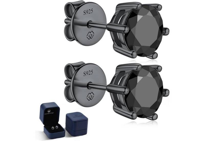 LuxusKollektion Ohrring und Ketten Set Ohrstecker Moissanite 2 Karat-(1ct*2)-6.5mm 6 ProngSchwarz von LuxusKollektion
