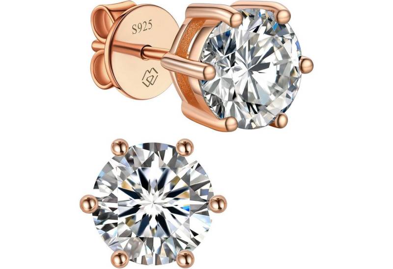 LuxusKollektion Ohrring und Ketten Set Ohrstecker Moissanite Gold585 1 Karat 0.5ct 2 5mm Rosegold 6 Prong von LuxusKollektion