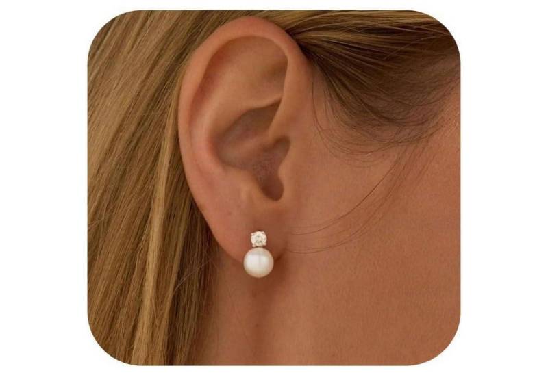 LuxusKollektion Ohrring und Ketten Set Ohrstecker Süßwasserperlen Silber 925 Damen Braut 5mm B-Silber von LuxusKollektion