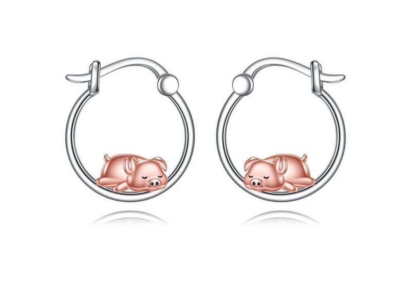 LuxusKollektion Ohrring und Ketten Set Pig Hoop Ohrringe für Frauen aus 925er Sterling Silber von LuxusKollektion