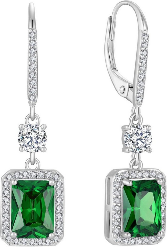 LuxusKollektion Ohrring und Ketten Set Prinzessschliff Hängend Ohrringe 925er Silber Geburtsstein Smaragd LuxusKollektion Ohrring und Ketten Set Prinzessschliff Hängend Ohrringe 925er Silber Geburtsstein Smaragd von LuxusKollektion