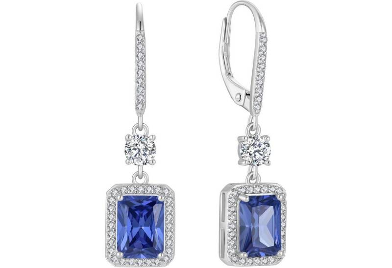 LuxusKollektion Ohrring und Ketten Set Quadrat Prinzessschliff Hängend Ohrringe 925 Sterling Silber Tansanit von LuxusKollektion