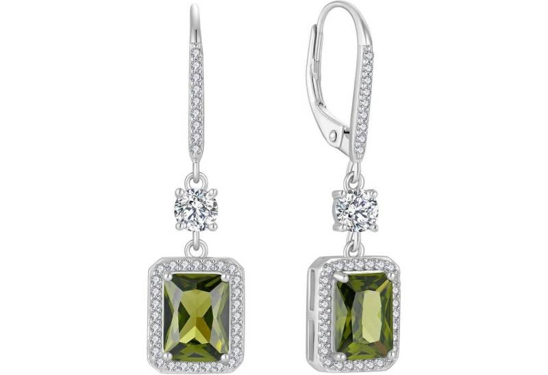 LuxusKollektion Ohrring und Ketten Set Quadrat Prinzessschliff Hängende Ohrringe 925 Sterling Silber von LuxusKollektion