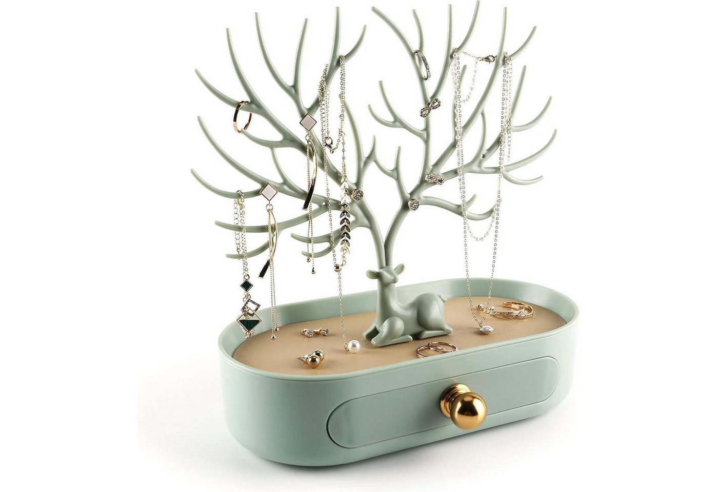 LuxusKollektion Ohrring und Ketten Set Schmuckgewand Hirsch Geweih Aufbewahrung 24,5 x 12 x 21 cm von LuxusKollektion