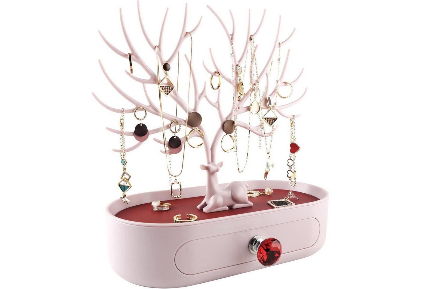 LuxusKollektion Ohrring und Ketten Set Schmuckgewand Kunststoff Hirsch Geweih Schmuckständer Organizer Box von LuxusKollektion