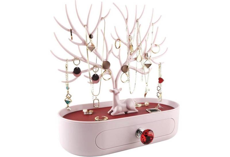 LuxusKollektion Ohrring und Ketten Set Schmuckgewand Kunststoff Hirsch Geweih Schmuckständer Organizer Box von LuxusKollektion