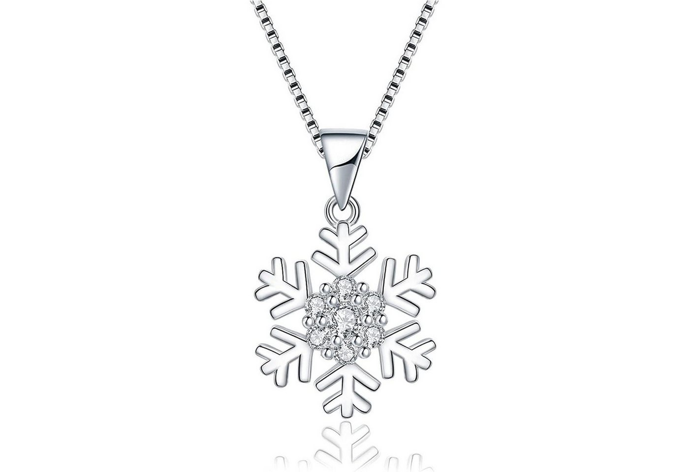 LuxusKollektion Ohrring und Ketten Set Schmuckset Damen 925 Silber Schneeflocke Kette Halskette Silber von LuxusKollektion