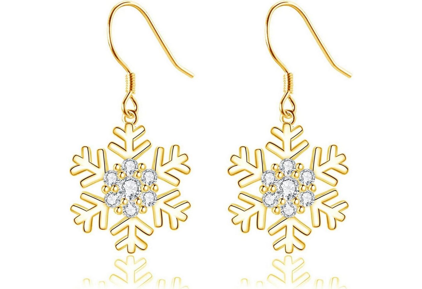 LuxusKollektion Ohrring und Ketten Set Schmuckset Silber 925 Schneeflocke Halskette 45cm Ohrringe - Gold von LuxusKollektion