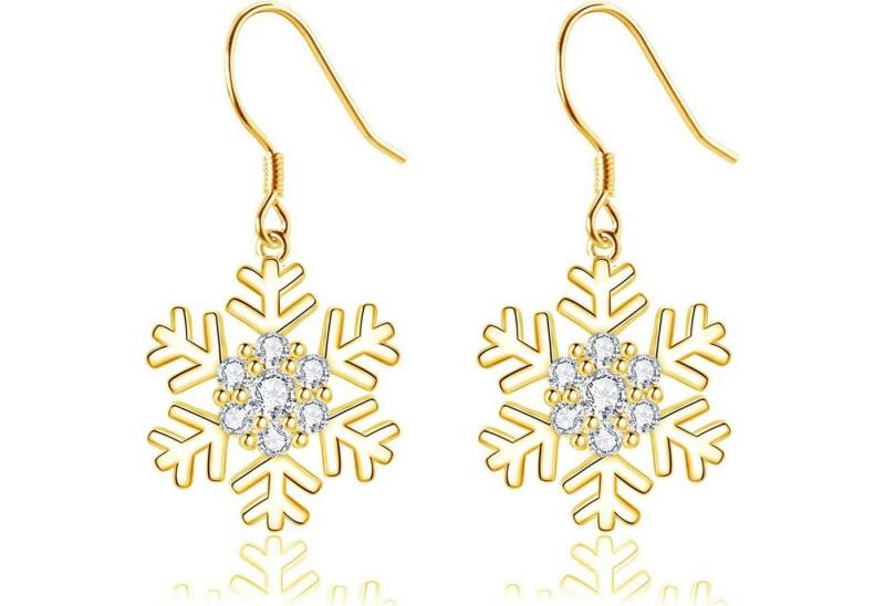 LuxusKollektion Ohrring und Ketten Set Schmuckset Silber 925 Schneeflocke Halskette 45cm Ohrringe - Gold von LuxusKollektion