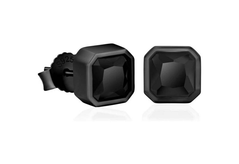 LuxusKollektion Ohrring und Ketten Set Silber Ohrringe Herren mit Schwarzem Onyx Stein 925 Sterling Silber von LuxusKollektion