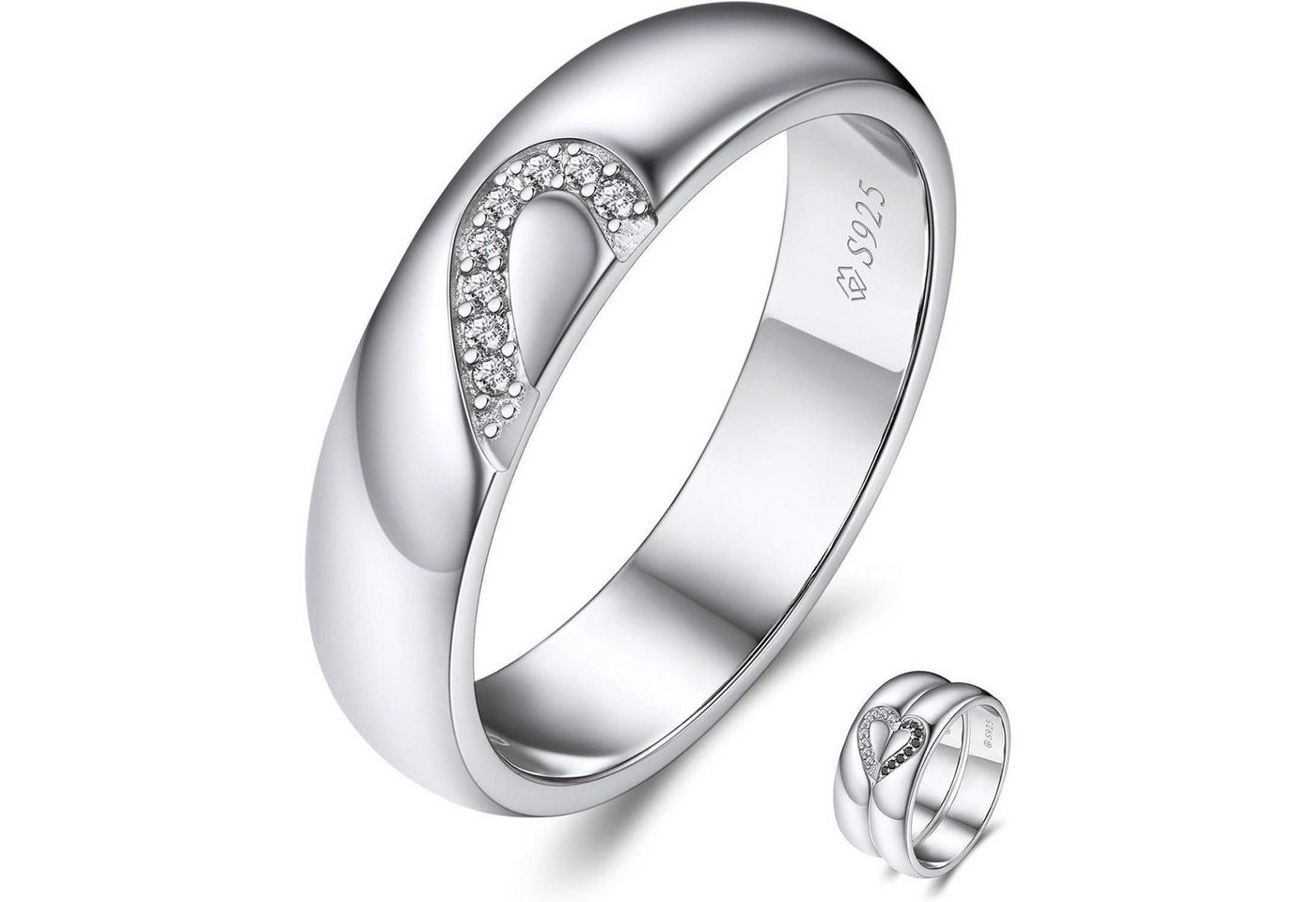 LuxusKollektion Partnerring Partnerring 925 Silber Damen Herren Ring Paar Weiß (1pcs) 62(19.8) von LuxusKollektion