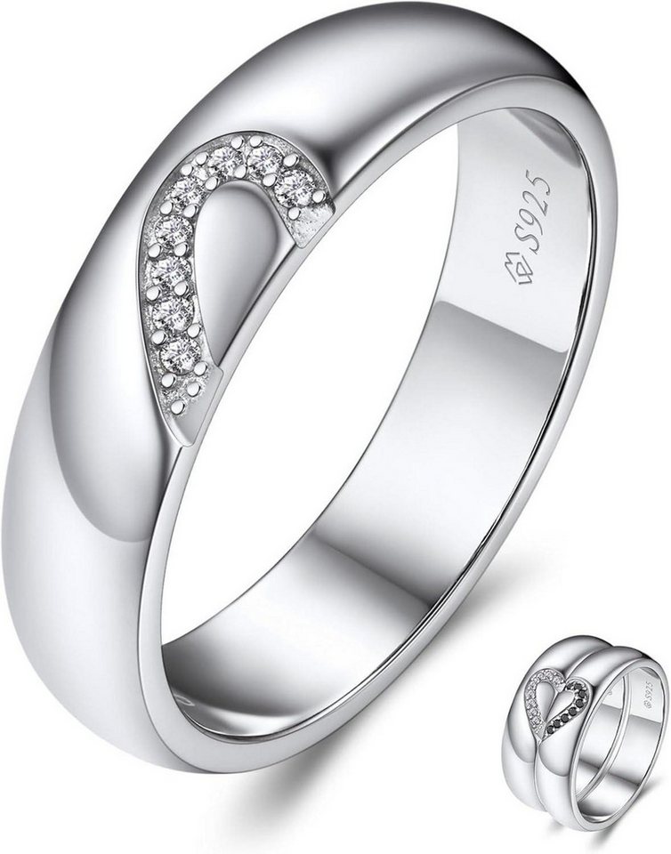 LuxusKollektion Partnerring Partnerring Moissainte Ehering 925 Sterling Silber Valentinstag von LuxusKollektion