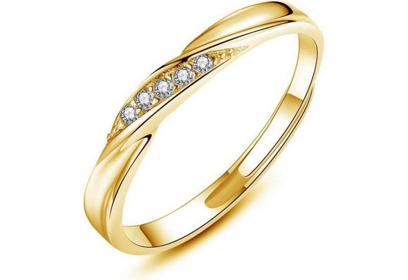 LuxusKollektion Partnerring Trauringe Herren Damen Verstellbar 925 Silber Zirkonia Gold Damen Ring von LuxusKollektion
