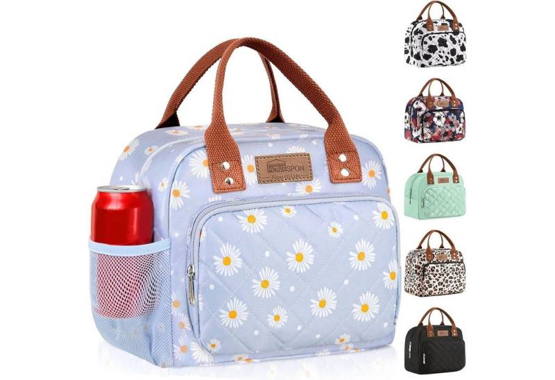 LuxusKollektion Picknicktasche Lunchtasche Isolierte Damen Herren Arbeit Blue Daisy Side Pocket von LuxusKollektion
