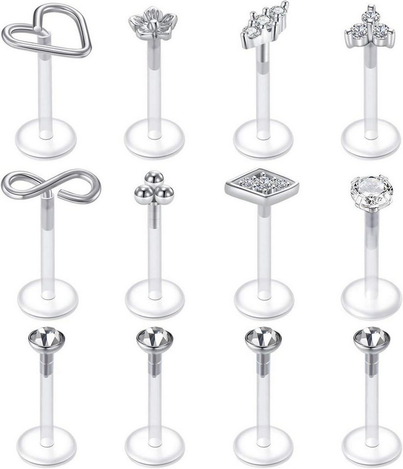 Crdifu Piercing-Set 12stk Bioflex Lippenpiercing Set Flexibel Kunststoff 6/8/10mm Helix Crdifu Piercing-Set 12stk Bioflex Lippenpiercing Set Flexibel Kunststoff 6/8/10mm Helix von Crdifu