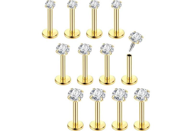 Chriscoco Piercing-Set 16G 12Pcs Helix Piercings Chirurgenstahl Ohr Nasen Tragus lippen von Chriscoco