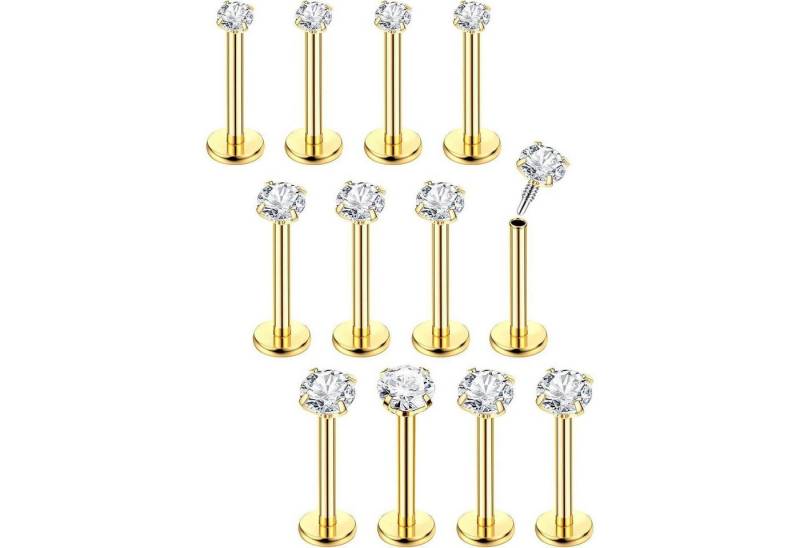 Chriscoco Piercing-Set 16G 12Pcs Helix Piercings Chirurgenstahl Ohr Nasen Tragus von Chriscoco