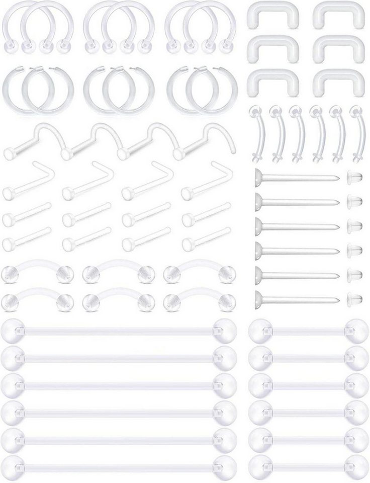 D.Bella Piercing-Set 16G 18G Klar Bioflex Piercing Retainer Set 64 Stück Acryl Ringe D.Bella Piercing-Set 16G 18G Klar Bioflex Piercing Retainer Set 64 Stück Acryl Ringe von D.Bella