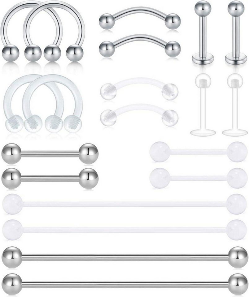 D.Bella Piercing-Set 16G 18G Klar Piercing Retainers Set Flexible Acryl Edelstahl 20 Stück D.Bella Piercing-Set 16G 18G Klar Piercing Retainers Set Flexible Acryl Edelstahl 20 Stück von D.Bella
