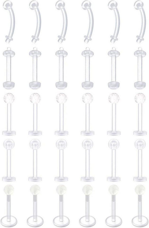 D.Bella Piercing-Set 16G 18G Klar Piercing Retainers Set Lippen Nasen Tragus Helix Ohrringe von D.Bella