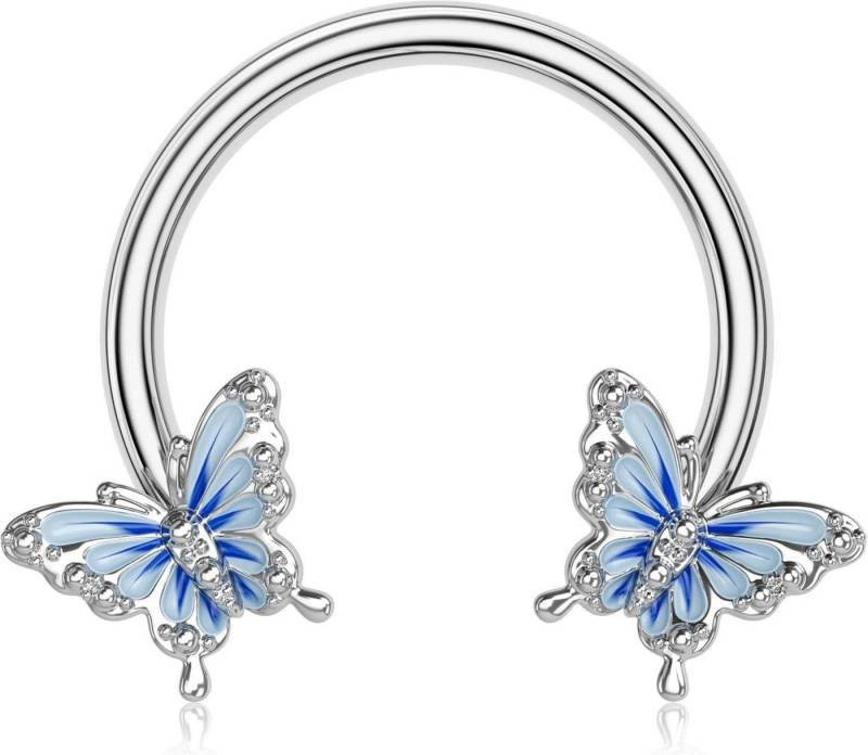 OUFER Piercing-Set 16G Daith Septum Clicker Piercing Schmuck Blauer Schmetterling 316L von OUFER