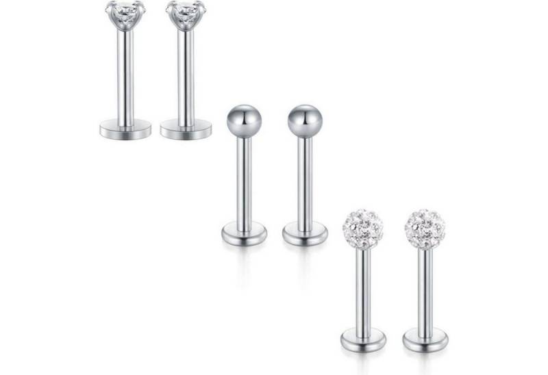 MODRSA Piercing-Set 16G Durchsichtige Acryl Chirurgenstahl Lippenpiercing Stud Labret von MODRSA