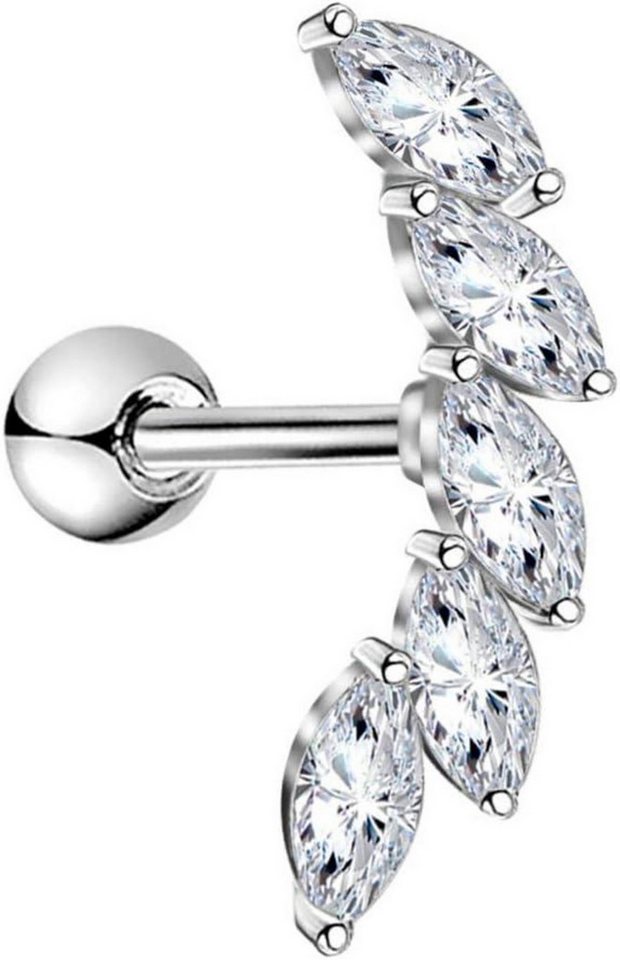 OUFER Piercing-Set 16G Knorpel Helix Piercing Silber CZ Edelstahl Studs Tragus Conch von OUFER
