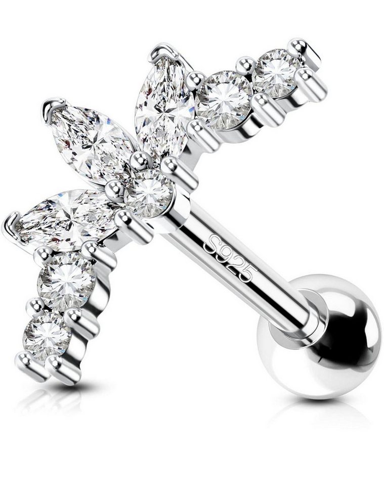 OUFER Piercing-Set 16G Knorpel Ohrpiercing Silber 925 Helix Ring Zirkonia 6 mm Tragus von OUFER