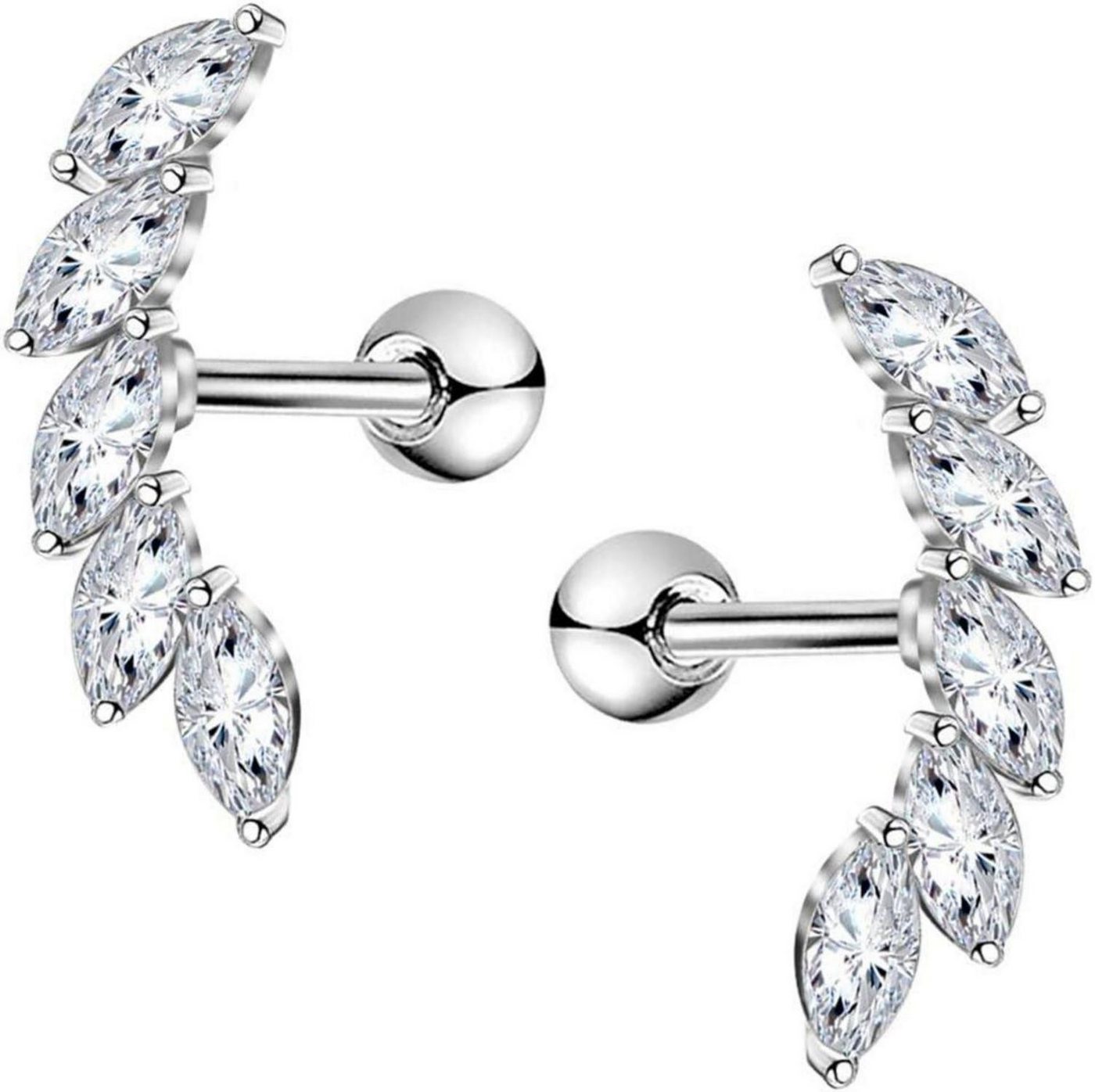 OUFER Piercing-Set 16G Knorpel Piercing Helix Silber CZ Studs Edelstahl Tragus Conch OUFER Piercing-Set 16G Knorpel Piercing Helix Silber CZ Studs Edelstahl Tragus Conch von OUFER