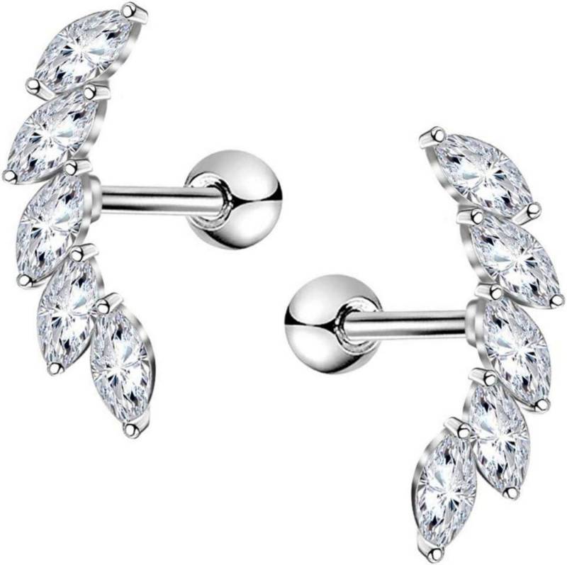 OUFER Piercing-Set 16G Knorpel Piercing Helix Silber CZ Studs Edelstahl Tragus Conch von OUFER