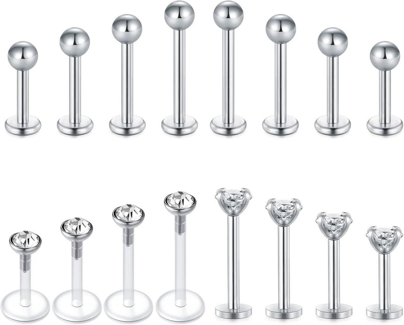 Briana Williams Piercing-Set 16G Lippenpiercing Set: Labret Stud Hufeisen Ring Tragus Ohrring Briana Williams Piercing-Set 16G Lippenpiercing Set: Labret Stud Hufeisen Ring Tragus Ohrring von Briana Williams