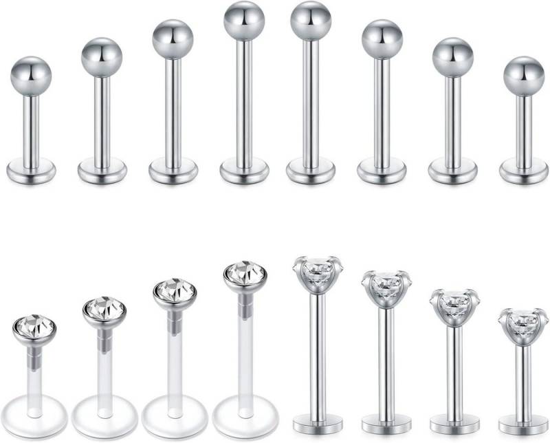Briana Williams Piercing-Set 16G Lippenpiercing Set: Labret Stud Hufeisen Ring Tragus Ohrring von Briana Williams